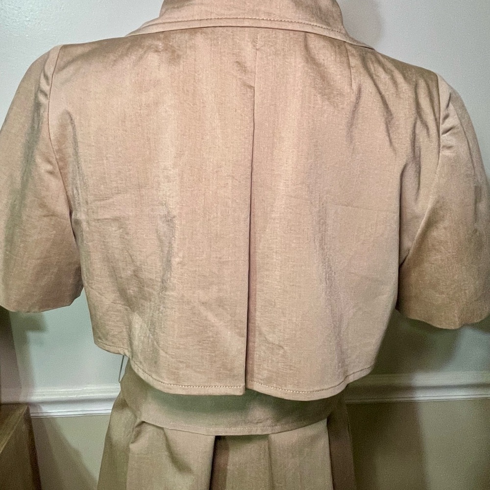Nine West Tan Trench Coat Lightweight Suit Jacket, Short Sleeve, Size 8 - Picture 5 of 13